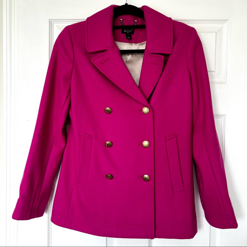 J. Crew Pink Wool Peacoat
